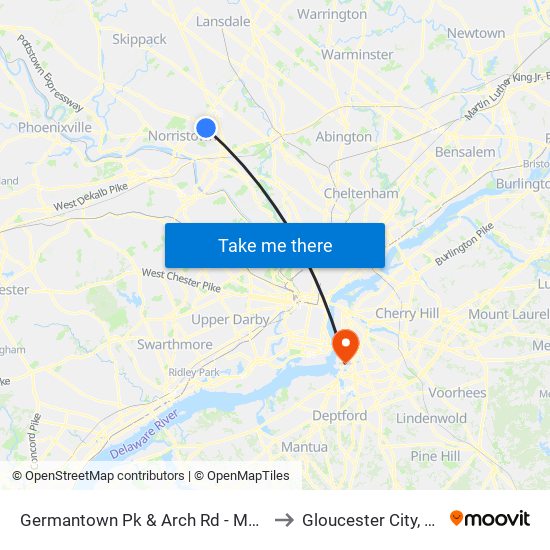 Germantown Pk & Arch Rd - Mbfs to Gloucester City, NJ map