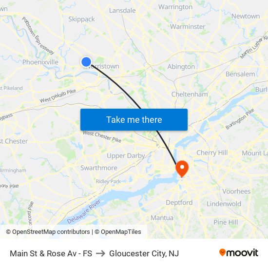 Main St & Rose Av - FS to Gloucester City, NJ map