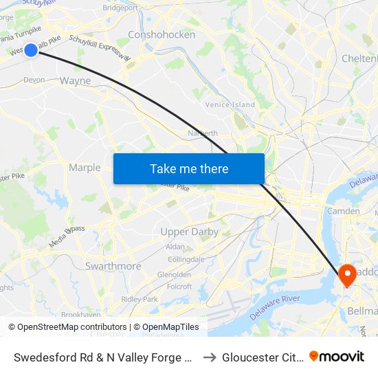 Swedesford Rd & N Valley Forge Rd - Mbfs to Gloucester City, NJ map