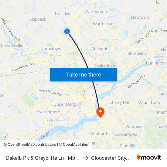 Dekalb Pk & Greycliffe Ln - Mbns to Gloucester City, NJ map