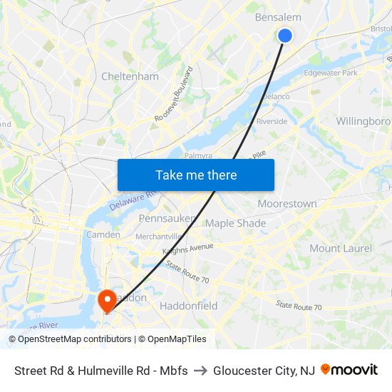 Street Rd & Hulmeville Rd - Mbfs to Gloucester City, NJ map