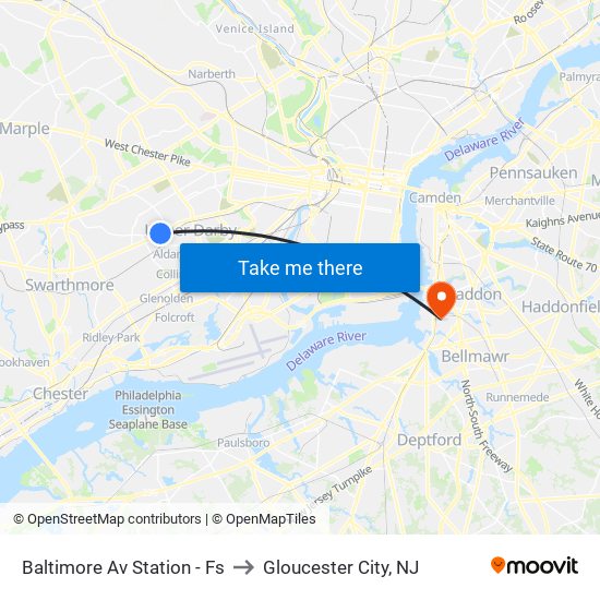 Baltimore Av Station - Fs to Gloucester City, NJ map