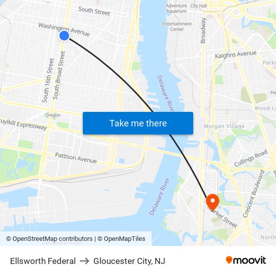 Ellsworth Federal to Gloucester City, NJ map