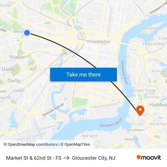 Market St & 62nd St - FS to Gloucester City, NJ map