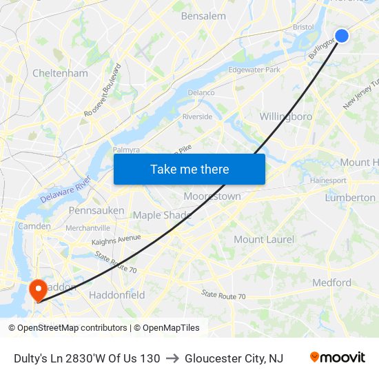 Dulty's Ln 2830'W Of Us 130 to Gloucester City, NJ map