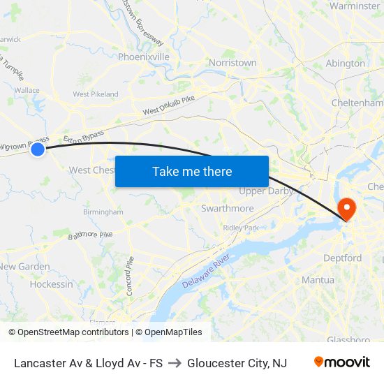 Lancaster Av & Lloyd Av - FS to Gloucester City, NJ map