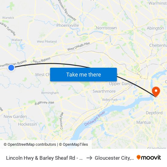 Lincoln Hwy & Barley Sheaf Rd - Mbns to Gloucester City, NJ map