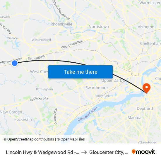 Lincoln Hwy & Wedgewood Rd - FS to Gloucester City, NJ map
