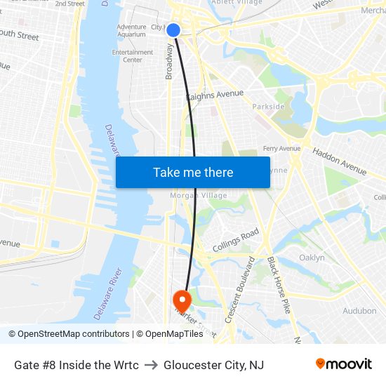 Gate #8 Inside the Wrtc to Gloucester City, NJ map