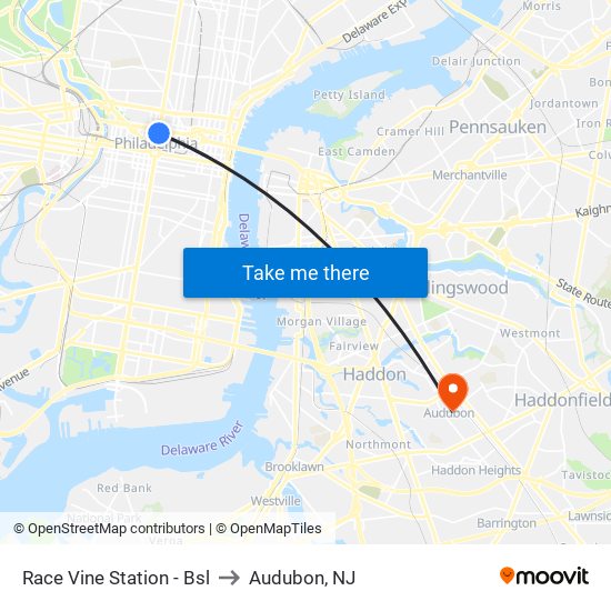 Race Vine Station - Bsl to Audubon, NJ map