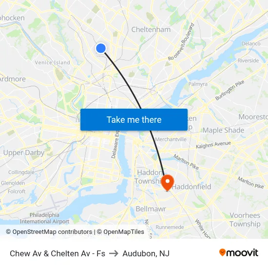 Chew Av & Chelten Av - Fs to Audubon, NJ map