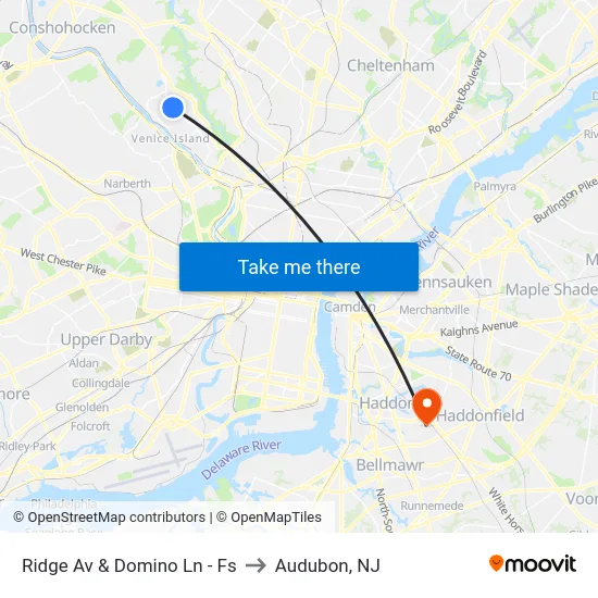 Ridge Av & Domino Ln - Fs to Audubon, NJ map