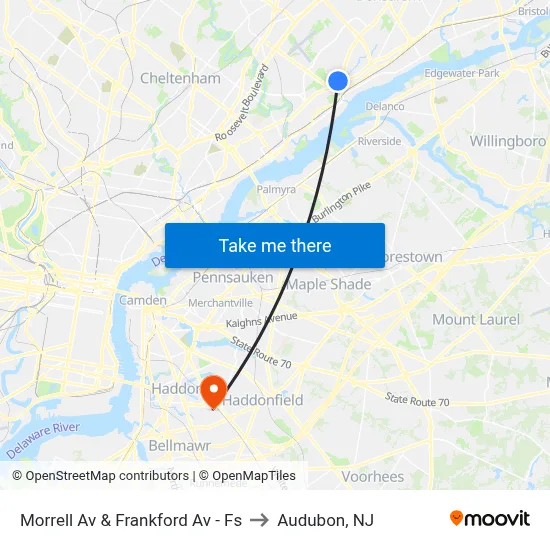 Morrell Av & Frankford Av - Fs to Audubon, NJ map