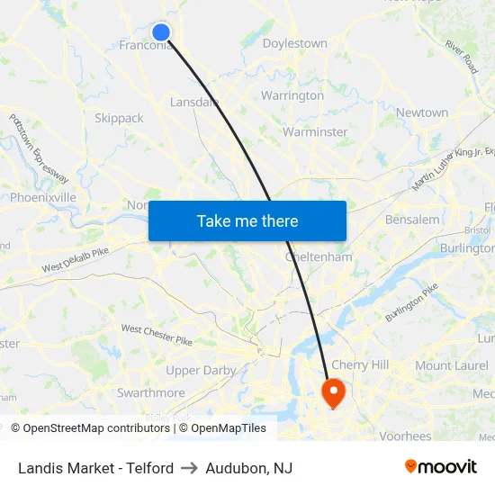 Landis Market - Telford to Audubon, NJ map