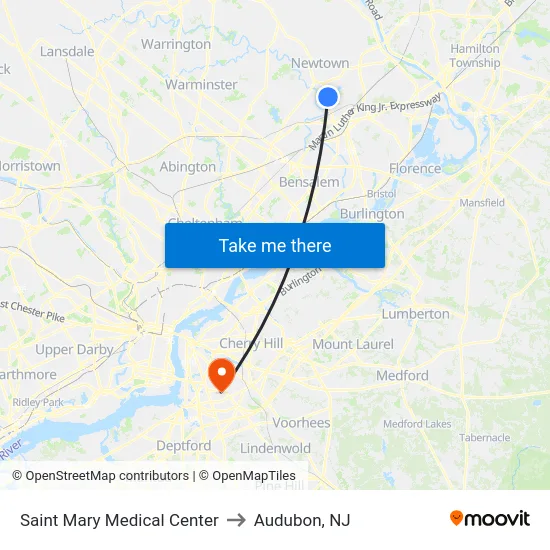 Saint Mary Medical Center to Audubon, NJ map