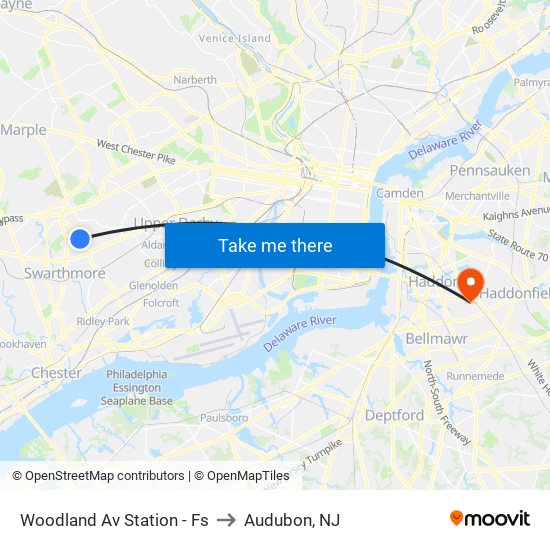 Woodland Av Station - Fs to Audubon, NJ map