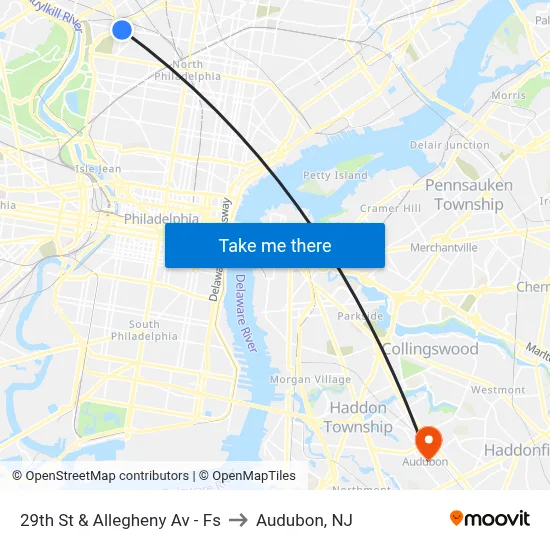 29th St & Allegheny Av - Fs to Audubon, NJ map