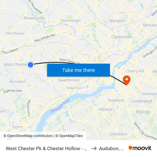West Chester Pk & Chester Hollow - FS to Audubon, NJ map