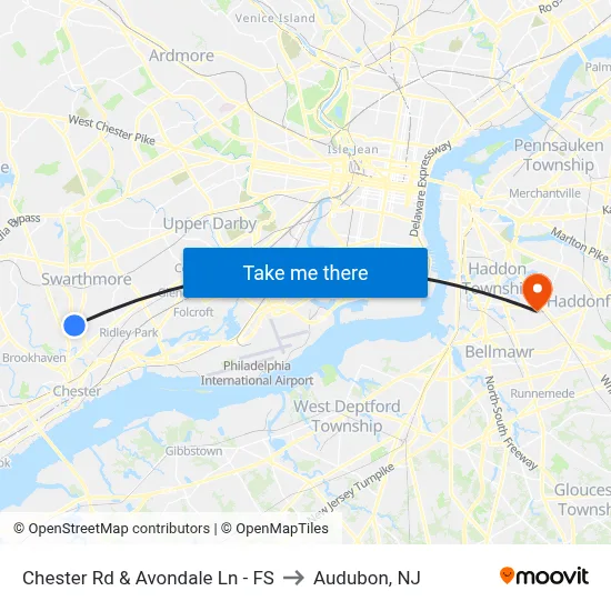 Chester Rd & Avondale Ln - FS to Audubon, NJ map