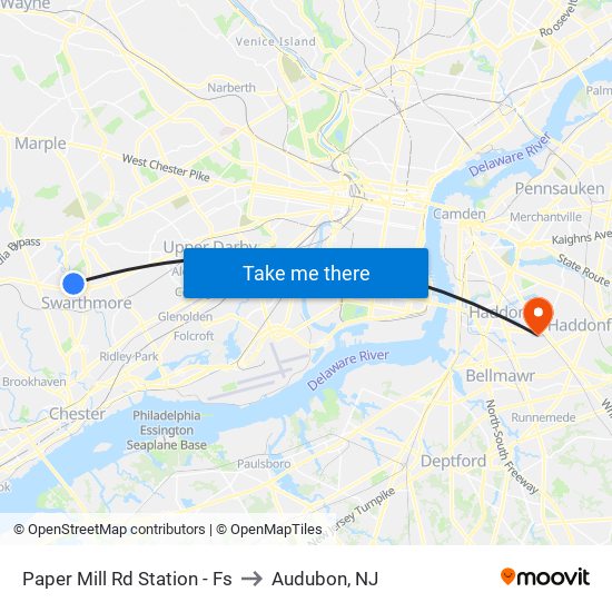 Paper Mill Rd Station - Fs to Audubon, NJ map