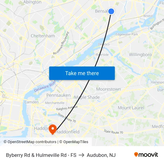 Byberry Rd & Hulmeville Rd - FS to Audubon, NJ map