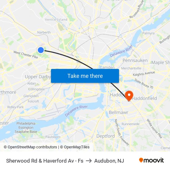 Sherwood Rd & Haverford Av - Fs to Audubon, NJ map