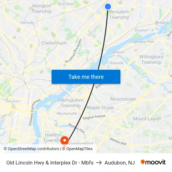 Old Lincoln Hwy & Interplex Dr - Mbfs to Audubon, NJ map