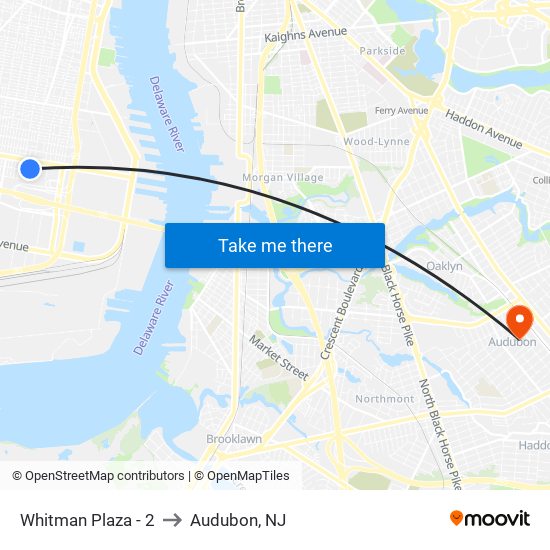 Whitman Plaza - 2 to Audubon, NJ map