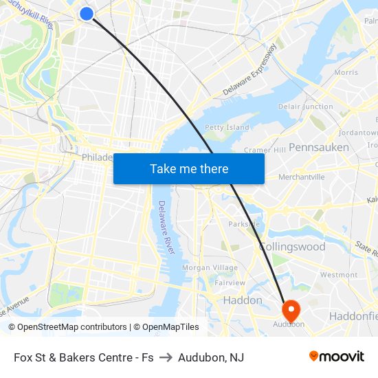 Fox St & Bakers Centre - Fs to Audubon, NJ map