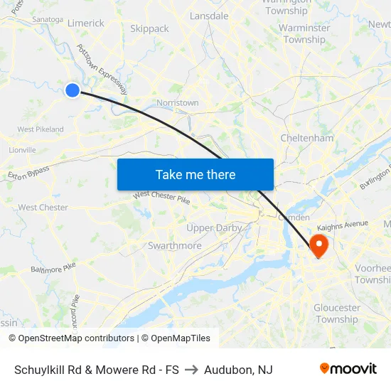 Schuylkill Rd & Mowere Rd - FS to Audubon, NJ map