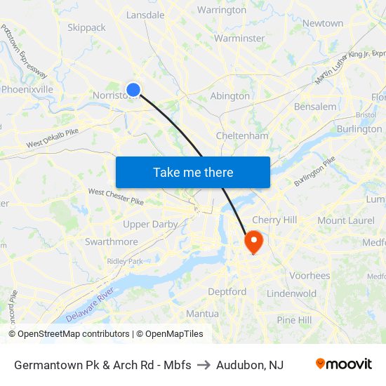 Germantown Pk & Arch Rd - Mbfs to Audubon, NJ map