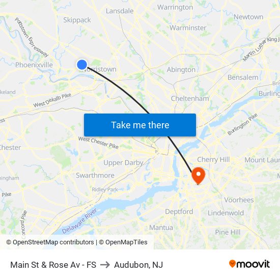 Main St & Rose Av - FS to Audubon, NJ map