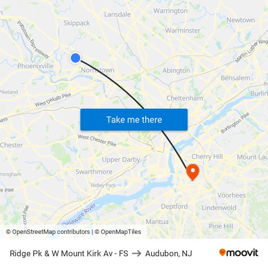 Ridge Pk & W Mount Kirk Av - FS to Audubon, NJ map