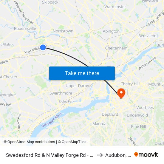 Swedesford Rd & N Valley Forge Rd - Mbfs to Audubon, NJ map