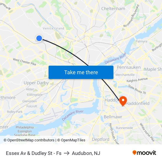 Essex Av & Dudley St - Fs to Audubon, NJ map
