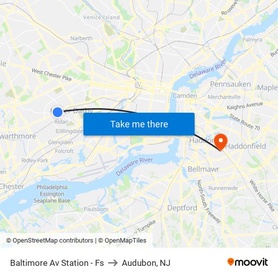 Baltimore Av Station - Fs to Audubon, NJ map
