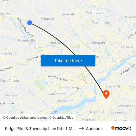 Ridge Pike & Township Line Rd - 1 Mbns to Audubon, NJ map