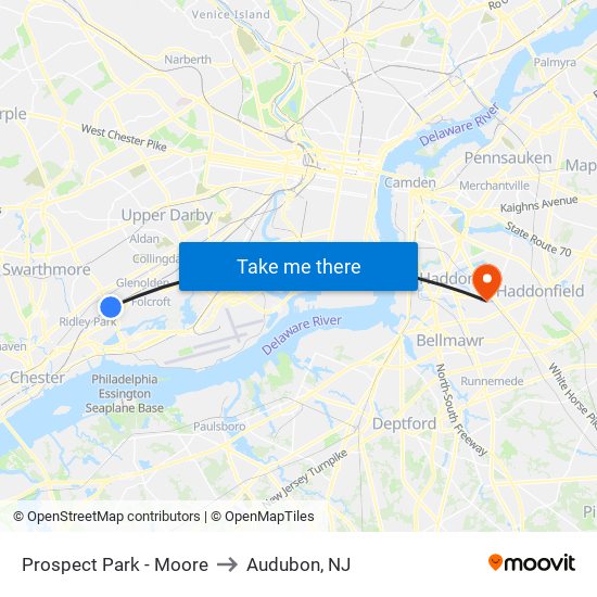 Prospect Park - Moore to Audubon, NJ map