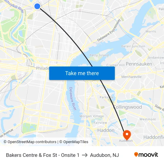 Bakers Centre & Fox St - Onsite 1 to Audubon, NJ map