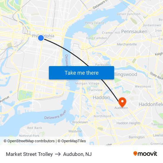 Market Street Trolley to Audubon, NJ map