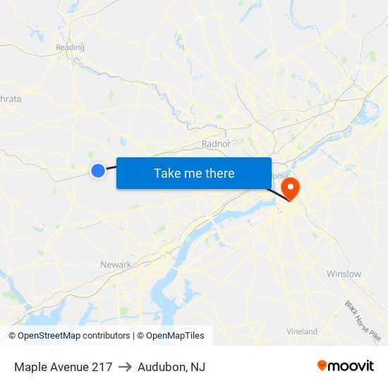 Maple Avenue 217 to Audubon, NJ map