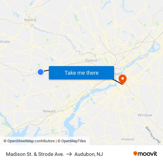 Madison St. & Strode Ave. to Audubon, NJ map