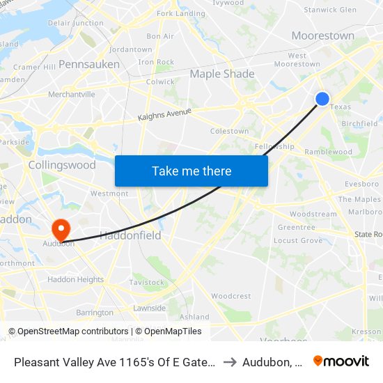 Pleasant Valley Ave 1165's Of E Gate Dr to Audubon, NJ map