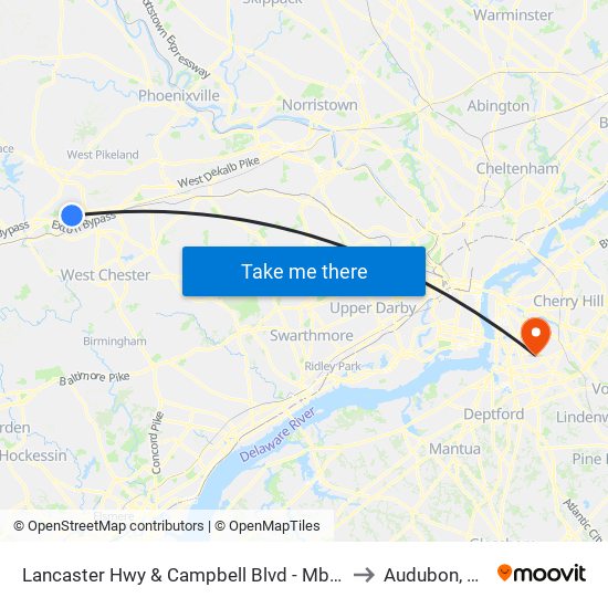 Lancaster Hwy & Campbell Blvd - Mbfs to Audubon, NJ map
