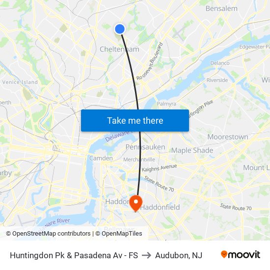 Huntingdon Pk & Pasadena Av - FS to Audubon, NJ map