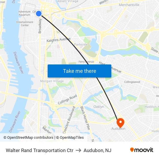 Walter Rand Transportation Ctr to Audubon, NJ map