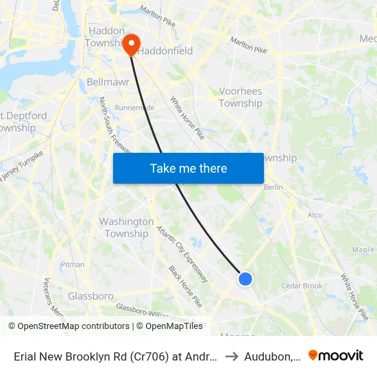 Erial New Brooklyn Rd (Cr706) at Andrews Rd to Audubon, NJ map