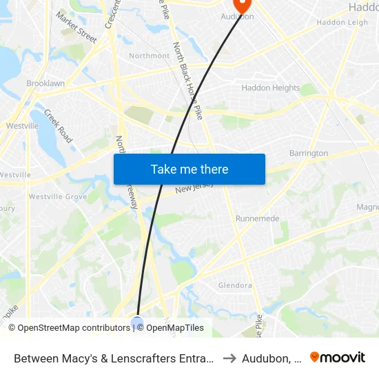 Between Macy's & Lenscrafters Entrances to Audubon, NJ map