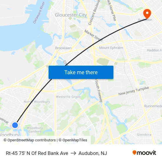Rt-45 75' N Of Red Bank Ave to Audubon, NJ map