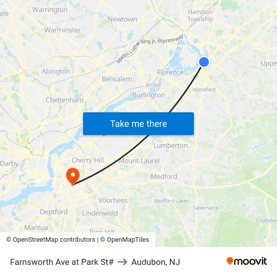 Farnsworth Ave at Park St# to Audubon, NJ map